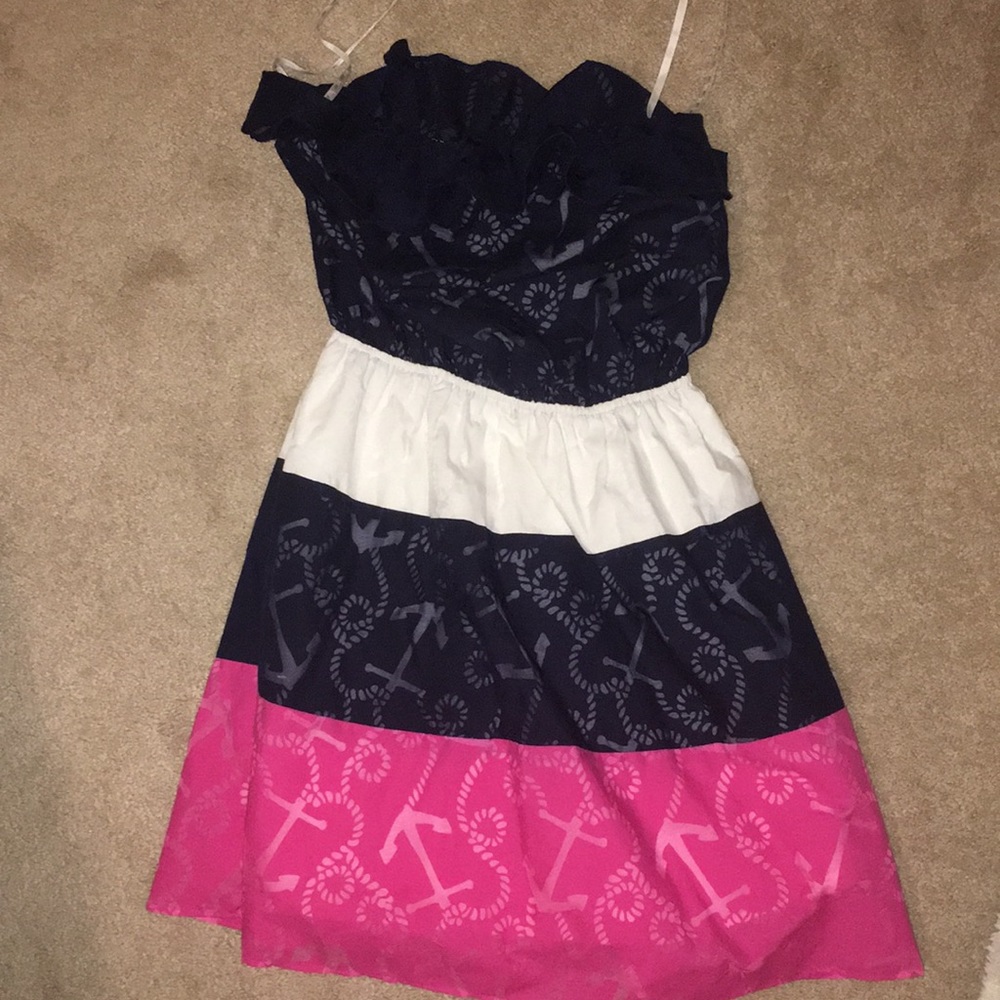 Lilly Pulitzer strapless dress nautical colorful